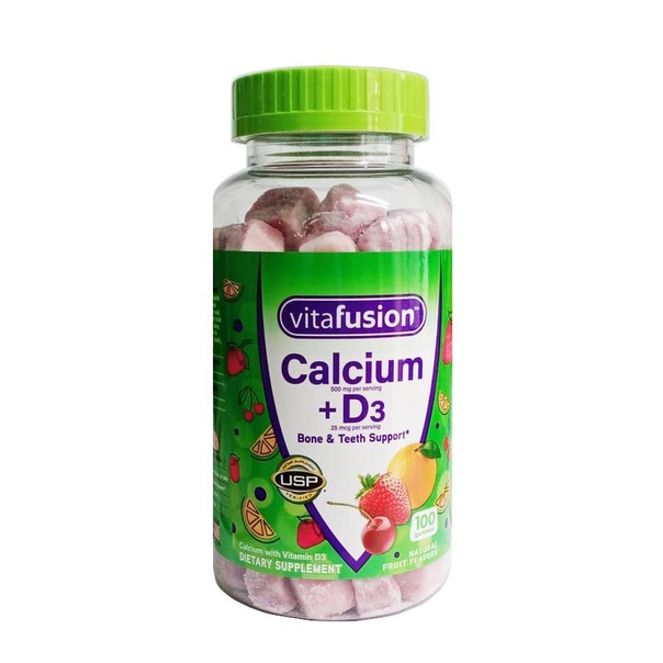 Date 2025 - Mẫu mới - hộp 100 VIÊN KẸO DẺO BỔ SUNG CANXI VITAFUSION CALCIUM + D3 500MG