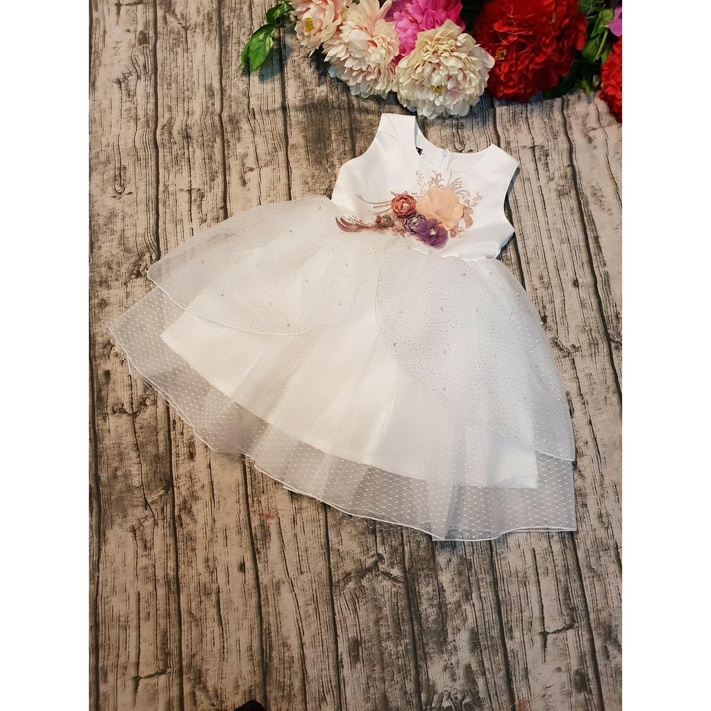 (TẶNG CỘT TÓC) Váy công chúa cho bé gái, váy hoa trà thiết kế sang trọng-Váy hoa trà