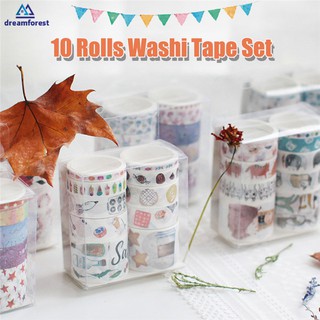 Df Set 10 Cuộn Băng Dính Họa Tiết Hoạt Hình Trang Trí Sổ Tay Diy