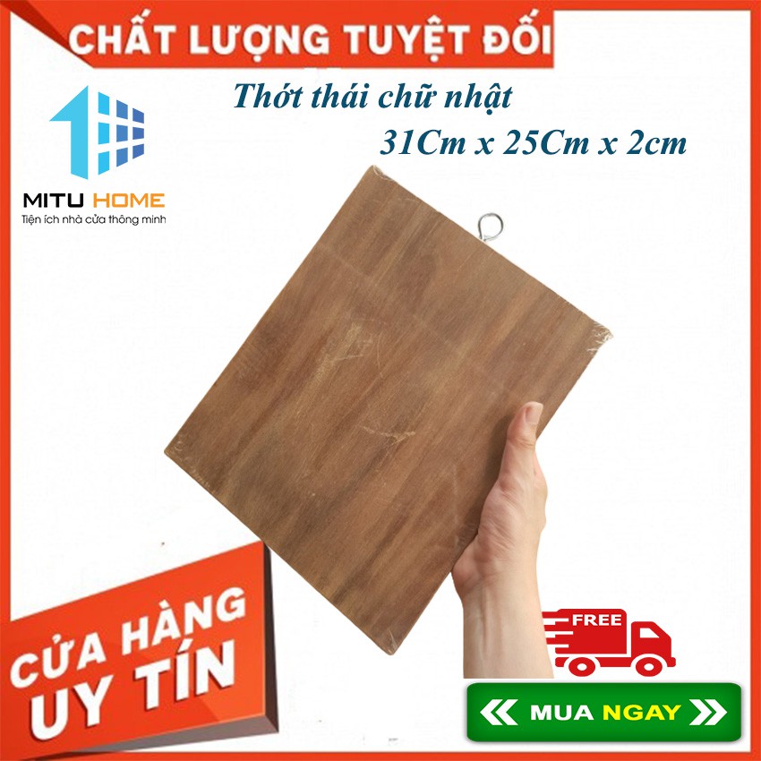 THỚT VUÔNG GỖ NGHIẾN LOẠI 31Cm x 25Cm x 2cm - MITUHOME - Chuyên dùng trong thái đồ ăn đã nấu chín