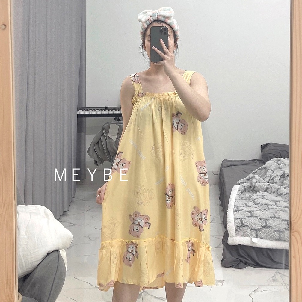 Váy hai dây bầu MEYBE mùa hè vải lanh mặc nhà đầm thiết kế hoa nhí VN2