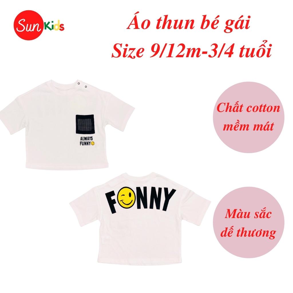 Áo thun cho bé gái, áo phông bé gái chất cotton mềm mát, size 9m - 3/4 tuổi - SUNKIDS