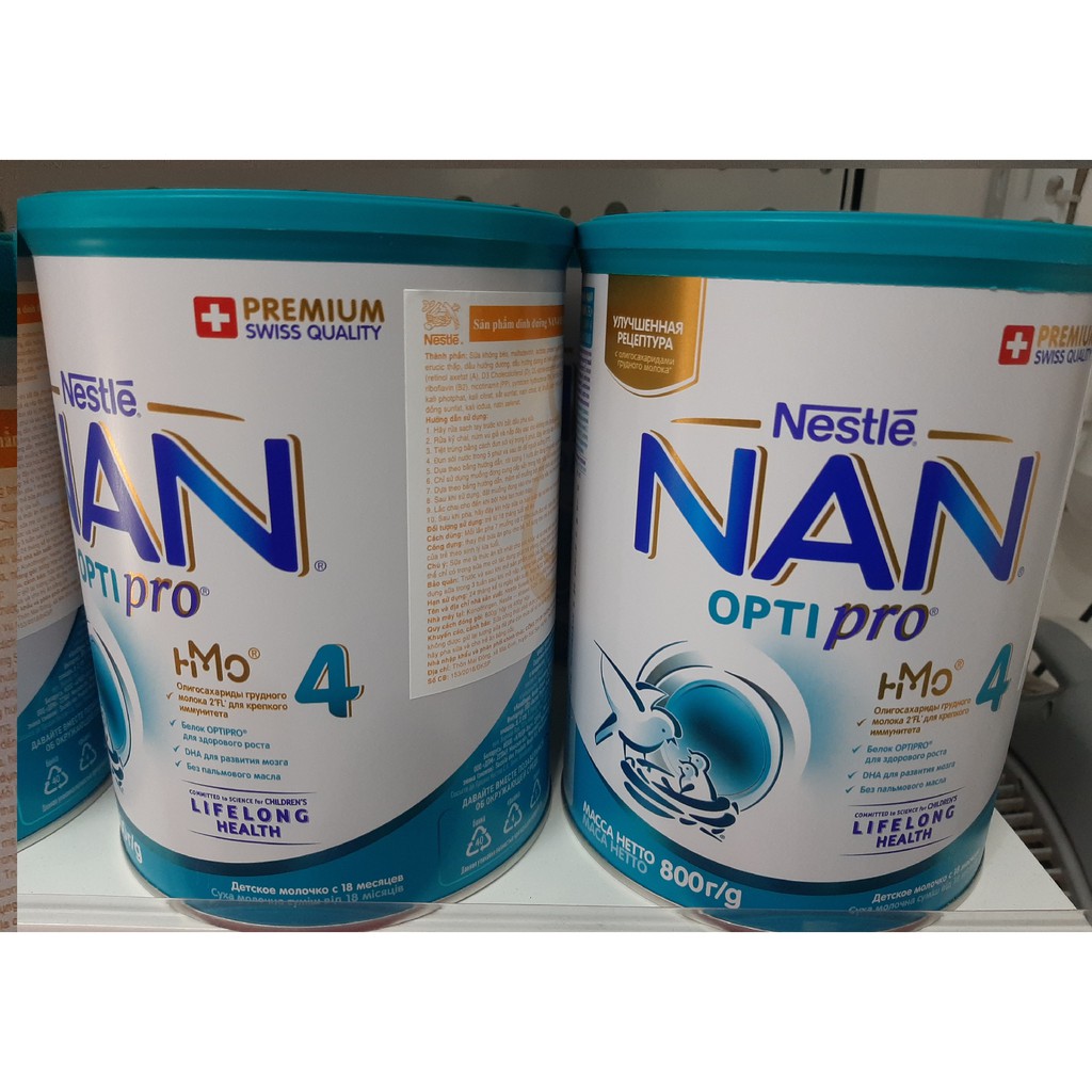 Sữa Nan nga số 4 nhập khẩu( có tem nhập khẩu) hộp 800g bổ sung thêm HMO