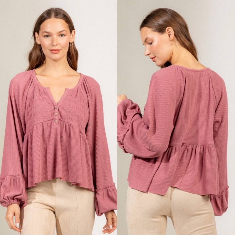 Áo babydoll tay phồng xuất dư xịn