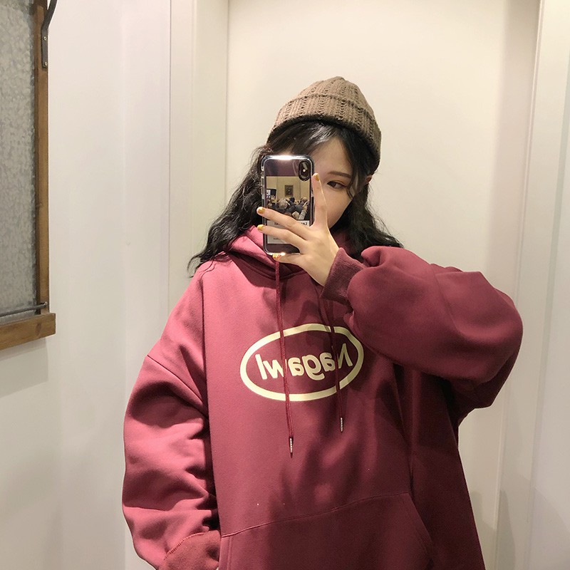 Áo Hoodie In Chữ Phối Dây Rút Thời Trang Trẻ Trung