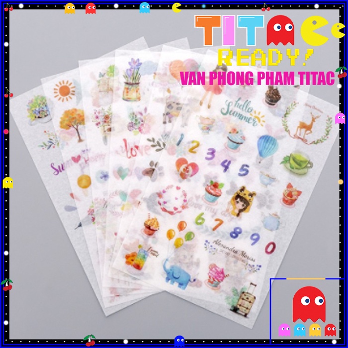 Bộ Sticker Giấy Dán  Họa Tiết Dễ Thương Tiện Dụng Cho Trang Trí Sổ Nhật Ký  Nhiều Mẫu ChọnVPP Sáng Tạo TTC