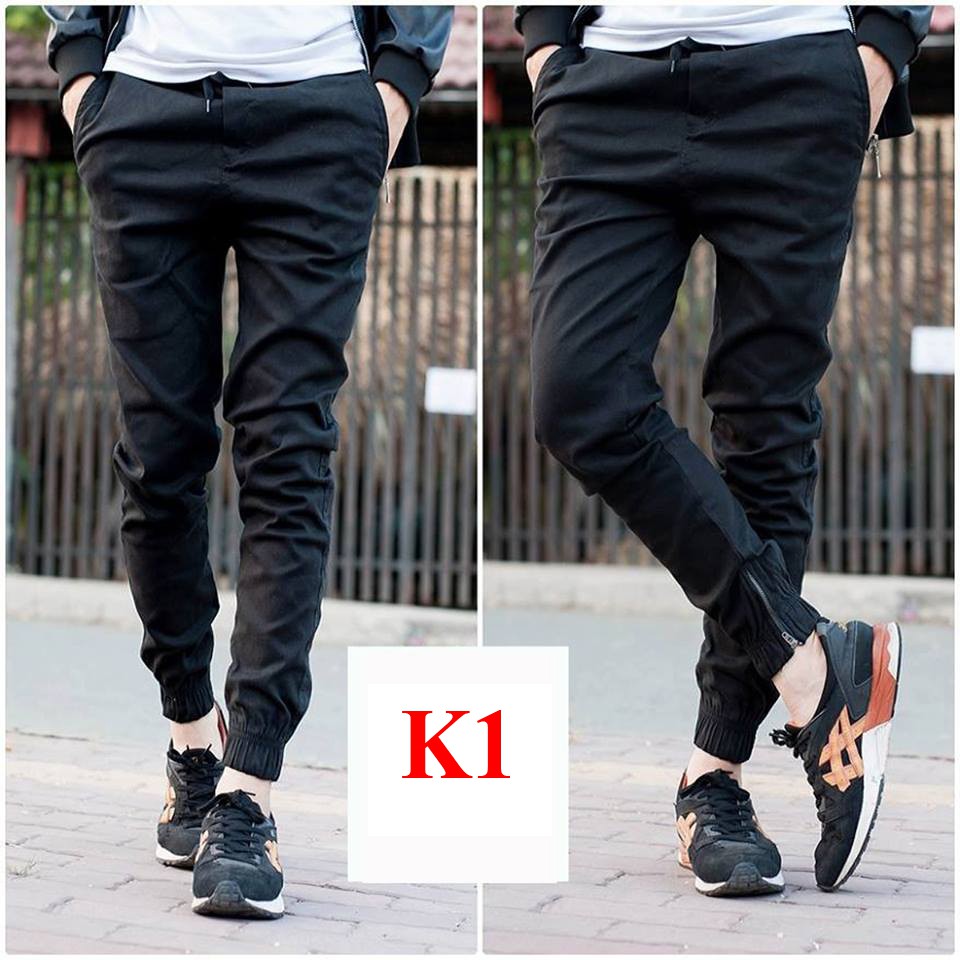 QUẦN JOGGER KAKI ĐEN CO GIẢN, KHÓA ZIP NAM NỮ