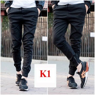 Quần jogger kaki nam nữ khóa zip cá tính
