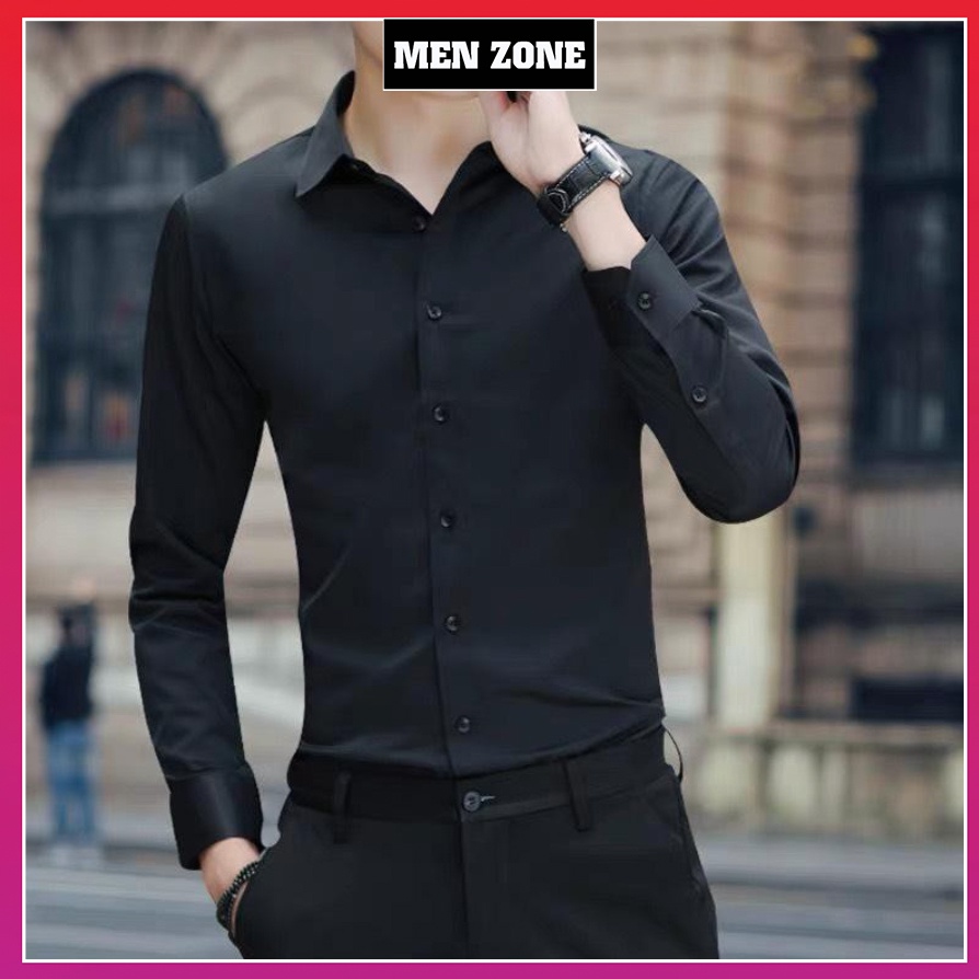 Áo Sơ Mi Trắng Nam Tay Dài Công Sở Dáng Ôm, Vải Không Nhăn, Thấm Hút Mồ Hôi Tốt [ATS]