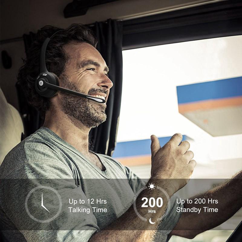 Mpow BH453 Pro Trucker Bluetooth 5.0 Headset w/ Microphone Wireless Over Ear Headphone