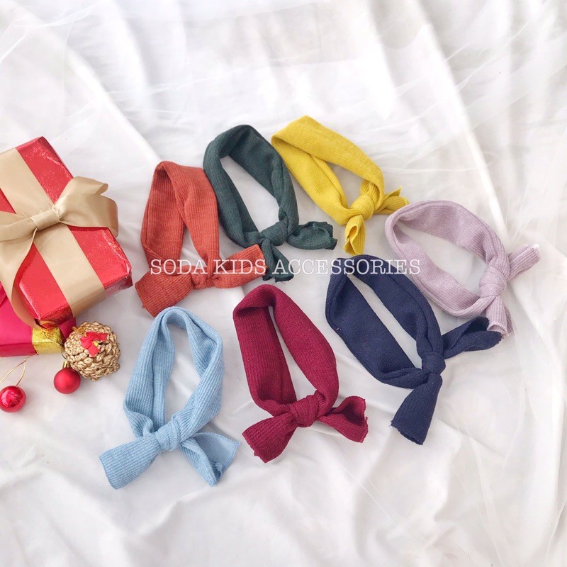 (Ảnh thật) Turban vải trơn buộc nơ