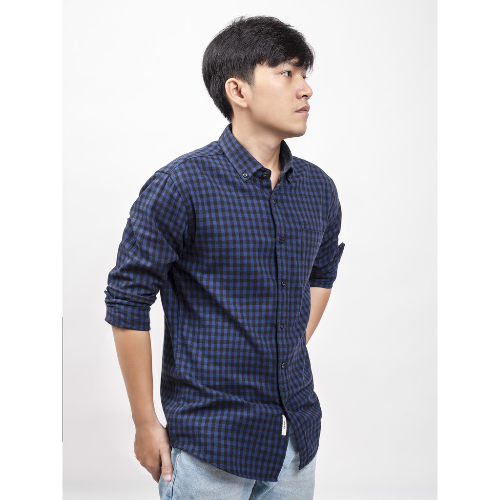 Áo sơ mi nam DOUBLE'D form slim fit họa tiết caro SNVNAVY00 | BigBuy360 - bigbuy360.vn