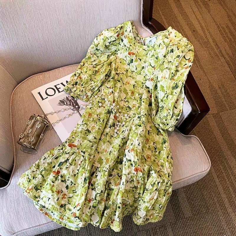 vải đũi nhăn cotton mềm mát co giãn lá xanh cốm to