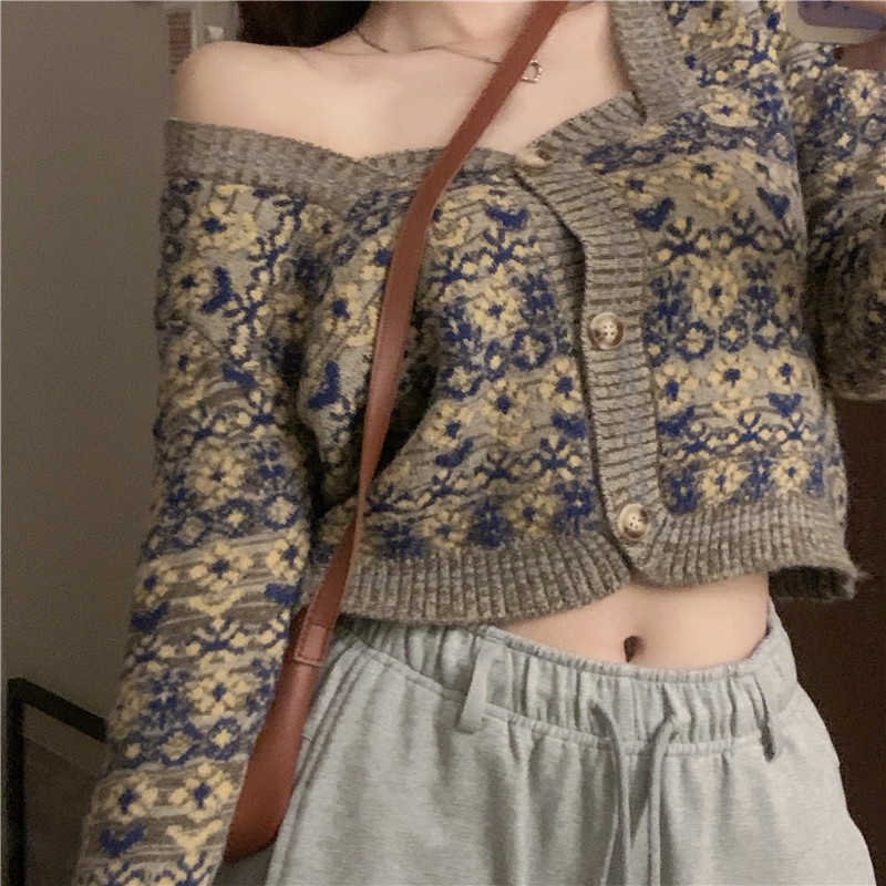 Áo Khoác Cardigan Dệt Kim Tay Dài Phong Cách Retro Hàn Quốc Thời Trang Cho Nữ | BigBuy360 - bigbuy360.vn