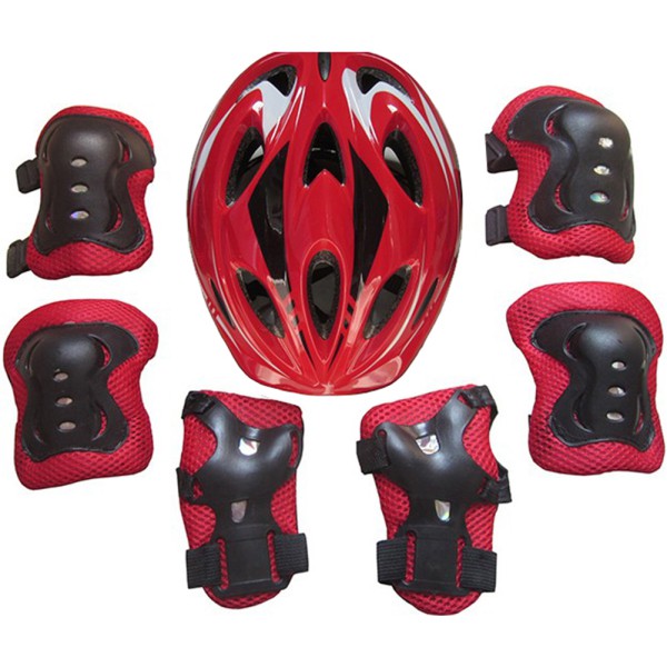 Set nón bảo hiểm+6 đai bảo vệ cổ tay+khuỷu tay+ đầu gối chuyên dụng khi đi xe đạp cho trẻ em