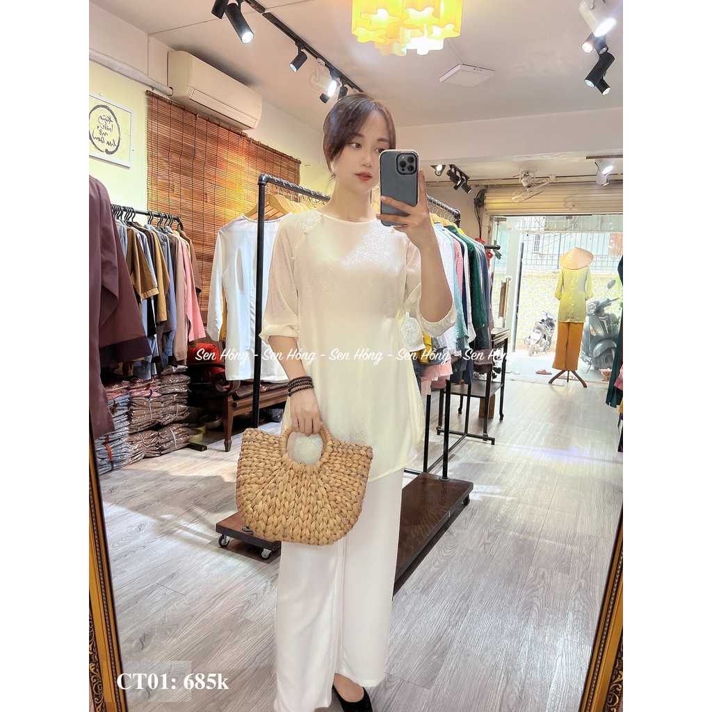 QUẦN ÁO DÀI CÁCH TÂN CAO CẤP -  đồ lam đi lễ đi chơi vải gấm Thái Tuấn #pháp phục nữ thiết kế đính cúc ngọc dáng lỡ CT01