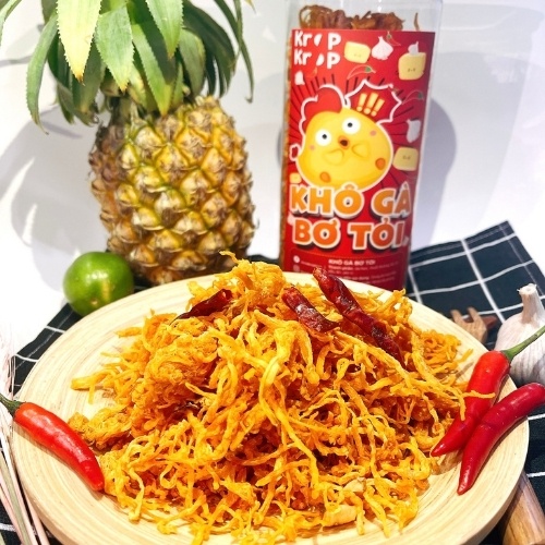 Khô gà bơ tỏi xé sợi hộp 300g KropKrop, đồ ăn vặt Hà Nội ngon rẻ, giao hàng siêu tốc | BigBuy360 - bigbuy360.vn