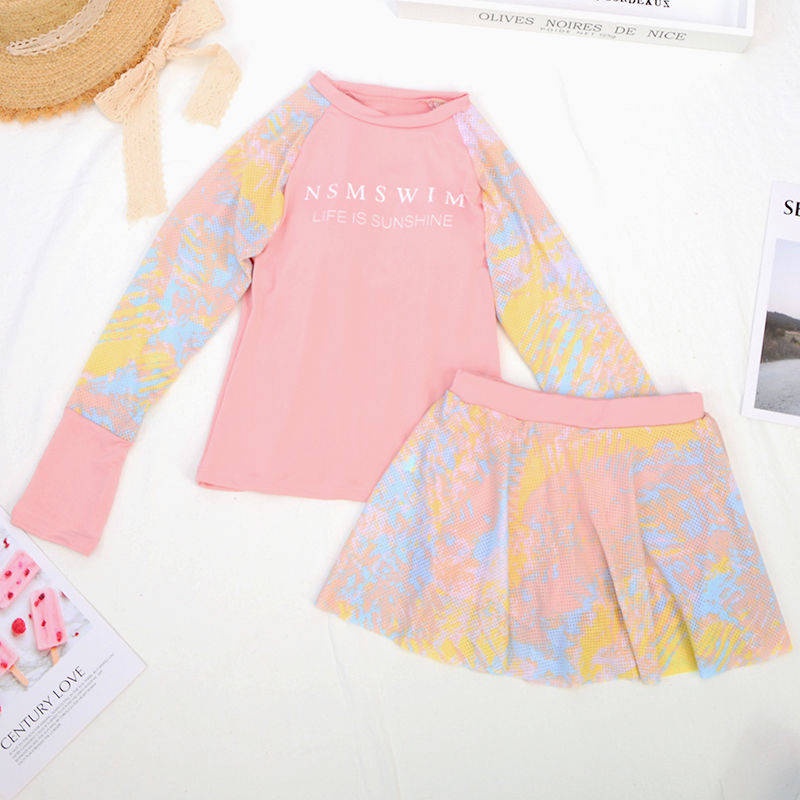Bộ Đồ Bơi Hai Mảnh Tay Dài Chống Nắng Kiểu Dáng Thể Thao Dành Cho Học Sinh | BigBuy360 - bigbuy360.vn