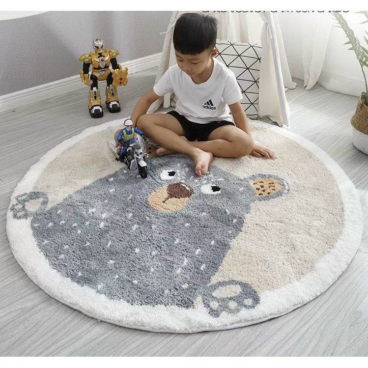 Thảm Lông Cừu Cao Cấp Mẫu Mới 2022,Kích Thước 1m,chọn mẫu thoải mái-mẫu con gấu nâu