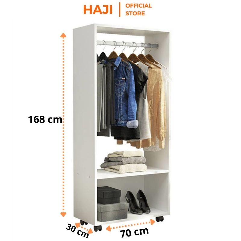 Tủ đồ đứng HAJI có bánh xe di chuyển tiện dụng phù hợp với mọi không gian A200