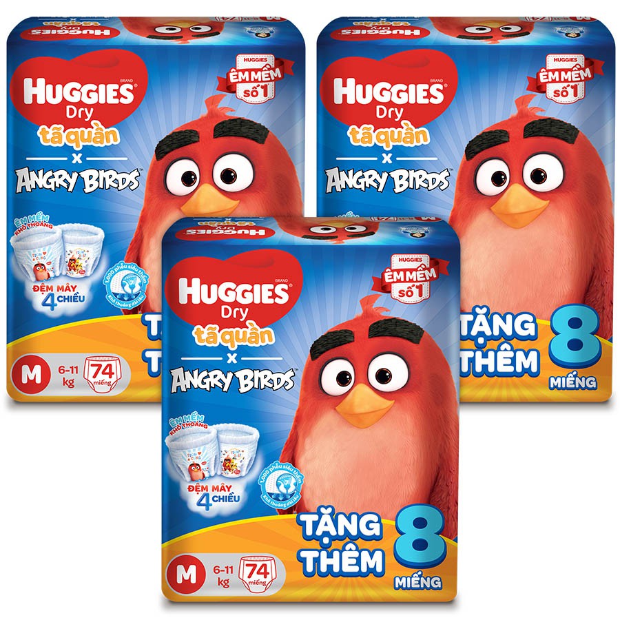 Bỉm quần huggies anggry birds phiên bản giới hạn hàng cộng 8 miếng.M-L-XL