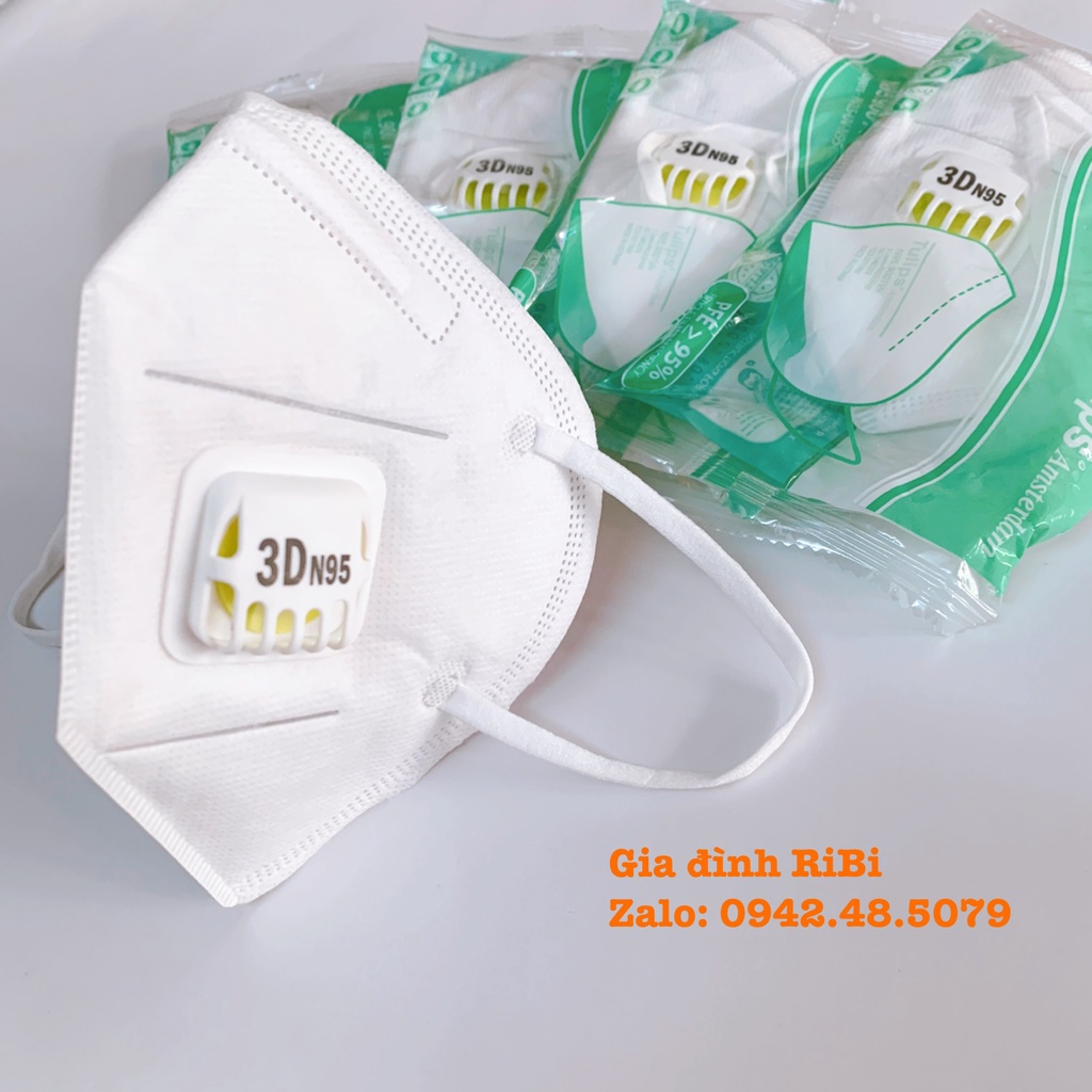 Hộp 20 cái Hàng Chính Hãng Khẩu Trang y tế 3D TULIPS N95 9001VH - Có Van 1 chiều