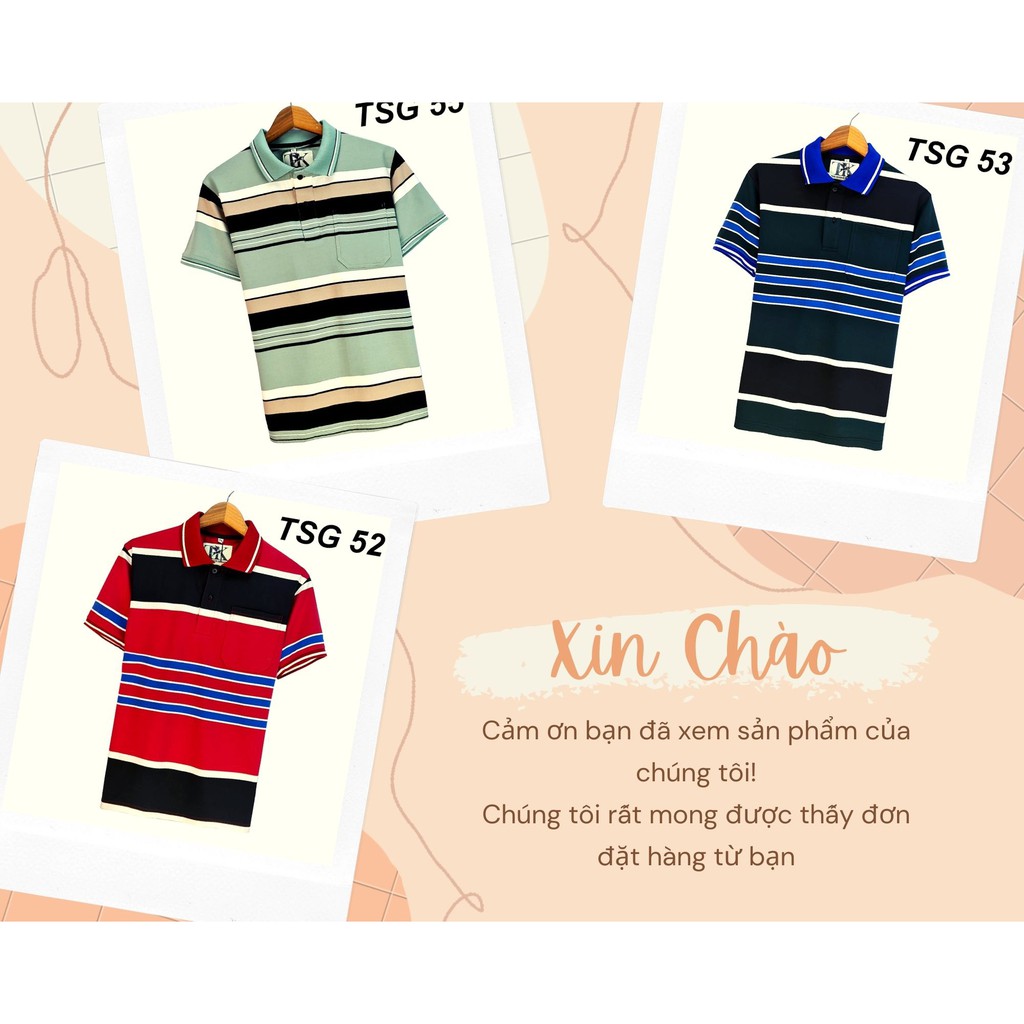 áo thun nam ngắn tay sọc ngang trung niên vải cotton dày mềm mát loại áo thun nam có cổ có túi T0G50 | BigBuy360 - bigbuy360.vn