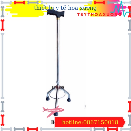 Gậy 4 Chân Lucass Cán Cong Đế Thấp B-934- Có Thể Điều Chỉnh Chiều Cao Cho Người Già