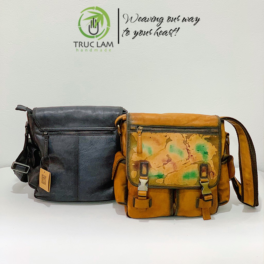 Túi Đeo Chéo Công Sở Nam Da Thật Cao Cấp Nhiều Ngăn Tiện Lợi Có Nắp Gấp – Trúc Lâm Handmade