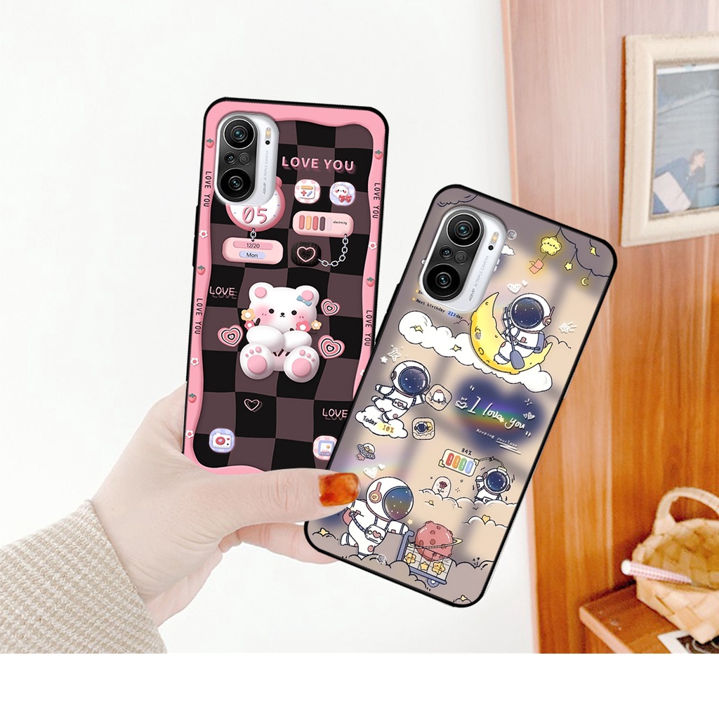 Ốp lưng Xiaomi Redmi K40 / K40 Pro / K40 Gaming hình gấu, vũ trụ ngân hà chibi. ốp chống sốc bền đẹp