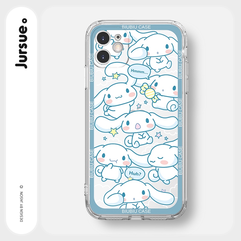 Ốp lưng JURSUE viền vuông hoạt hình dễ thương đẹp cho iPhone 13 12 11 Pro Max SE 2020 X XR XS ip 8 7 6 6S Plus kute Y183