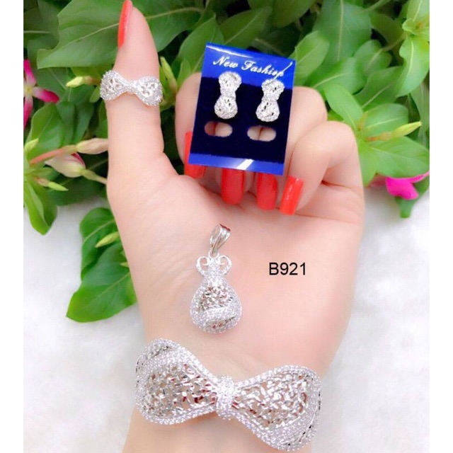 Bộ trang sức xi mạ bạch kim cao cấp Pc628