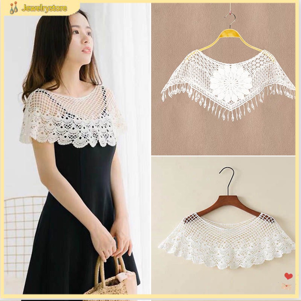 Jew Khăn Choàng Cổ Cô Dâu Khoét Lỗ Phối Tua Rua Trang Trí Tiệc Tối