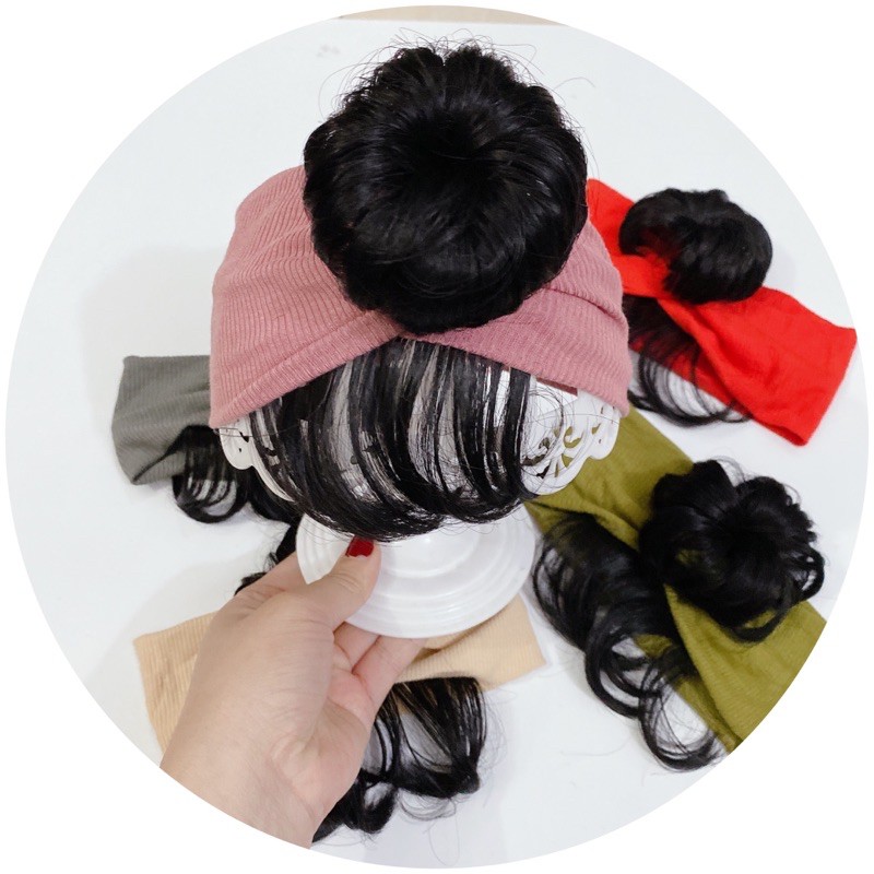 turban tóc giả mái kèm 1 búi ( sz 6-12kg)