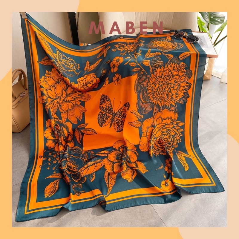 Khăn choàng cổ lụa vuông đa năng cao cấp size 110x110cm