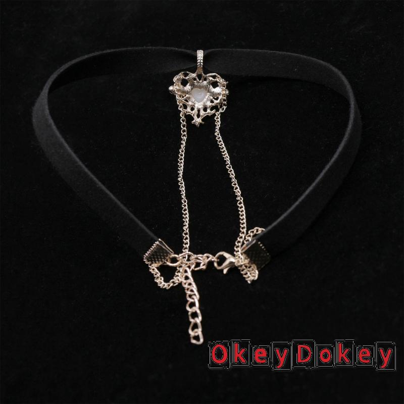 Vòng cổ dây nhung mặt trái tim vàng đính ngọc trai cổ điển có thể điều chỉnh dành cho nữ