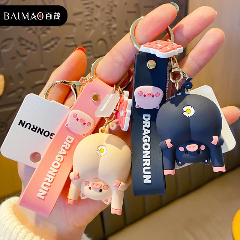 Móc khoá Heo Cá Tính kèm dây, phụ kiện balo, túi xách xinh xắn