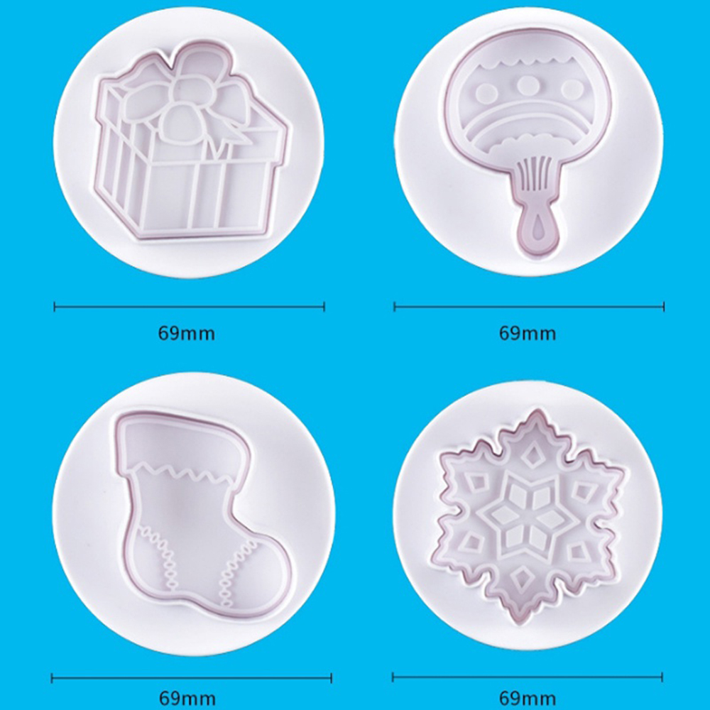 Set 4 khuôn cắt bánh quy 3D tạo hình chủ đề giáng sinh