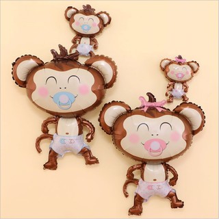 Bóng khỉ nâu, bóng bay hình con khỉ ngậm ti size to size nhỏ giá cực rẻ