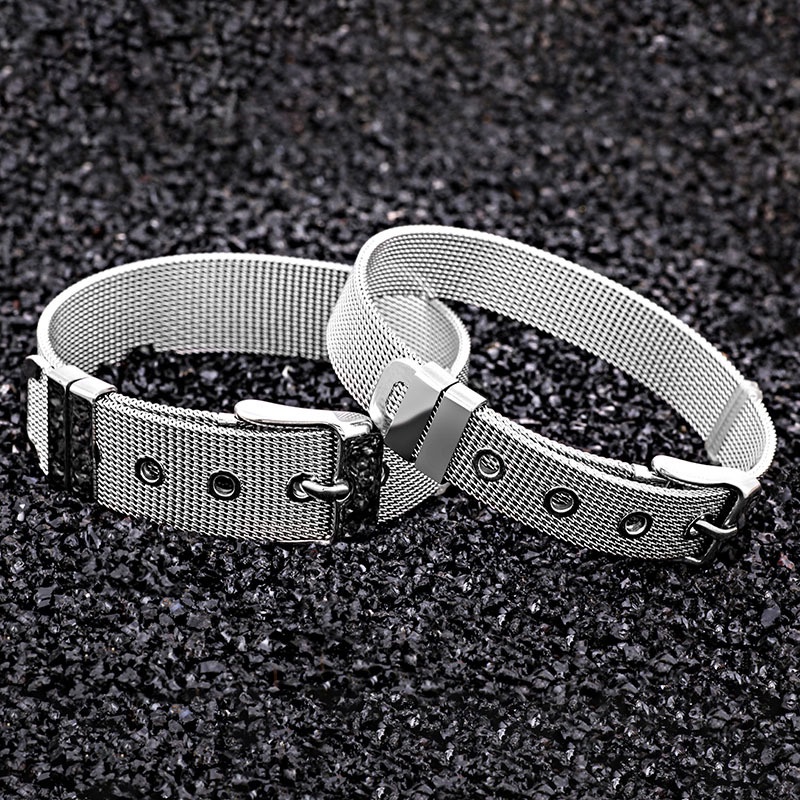 Vòng Tay Nam Lắc Tay Unisex Thời Trang Nam Nữ Kuu Studio Đẹp Chất Liệu Titan Cao Cấp - Vòng Tay Silver Belt