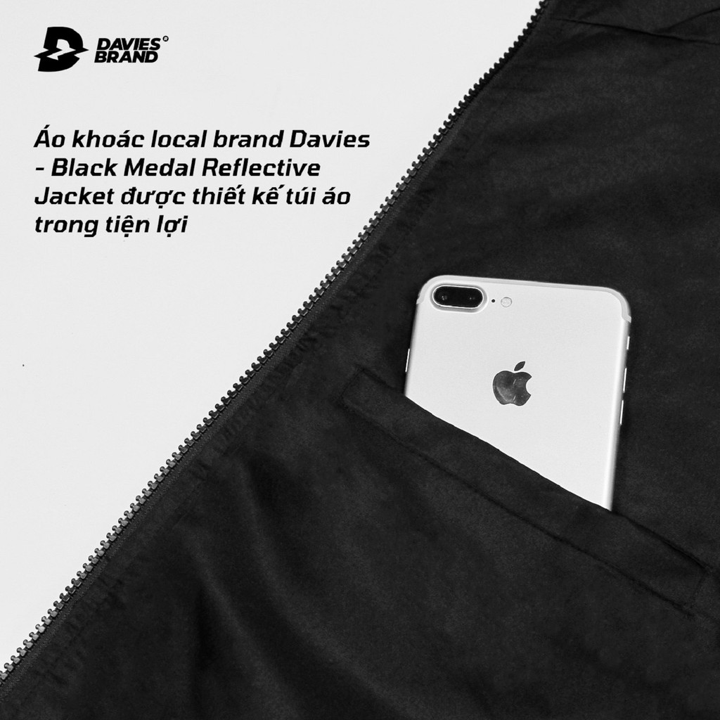 Áo khoác dù có nón Medal Reflective Jacket MÀU ĐEN local brand DAVIES