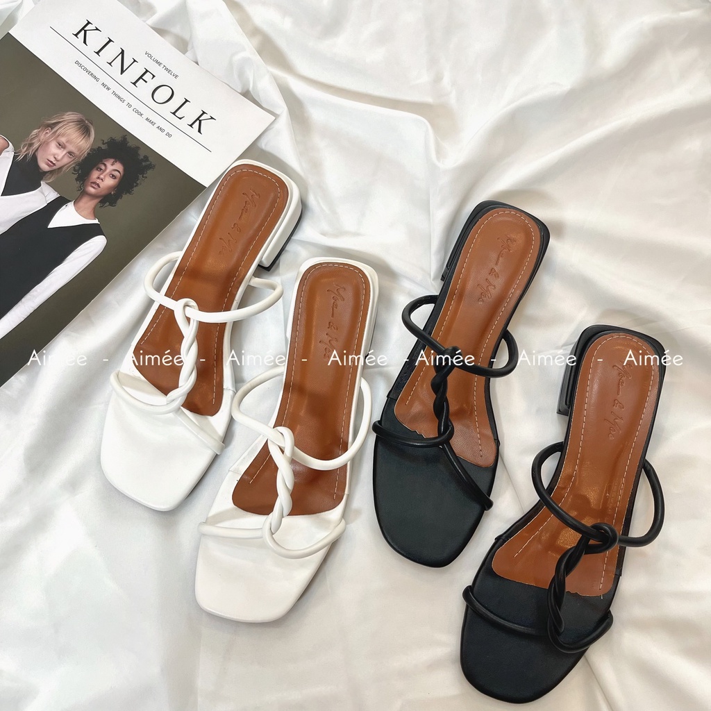 Dép Dây Nữ Xoắn Ốc Dọc Quai Ngang Đế Cao 2 Phân Chất Da Xịn Có Lớp Đệm Êm Ái