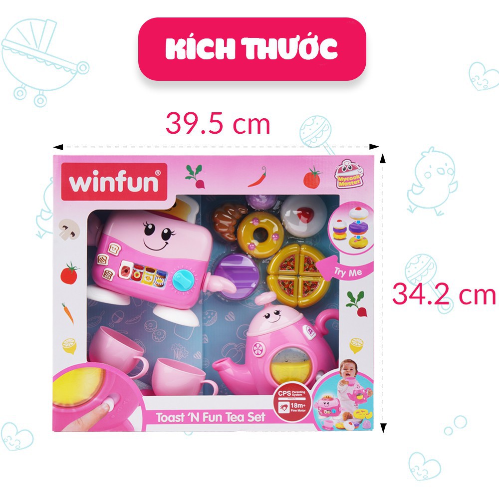 Bộ đồ chơi đồ hàng nhà bếp cho bé - Set trà chiều vui nhộn kèm máy nướng bánh Winfun 3155G