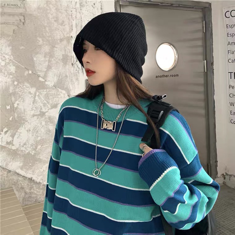 ÁO LEN ULZZANG SỌC NGANG NHIỀU MÀU SIÊU CUTE - ORDER 10 NGÀY