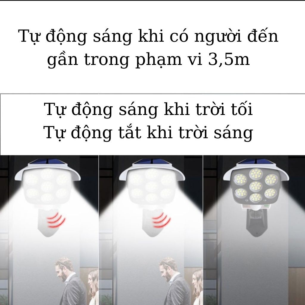 Đèn năng lượng mặt trời giả camera chống trộm tự động bật tắt