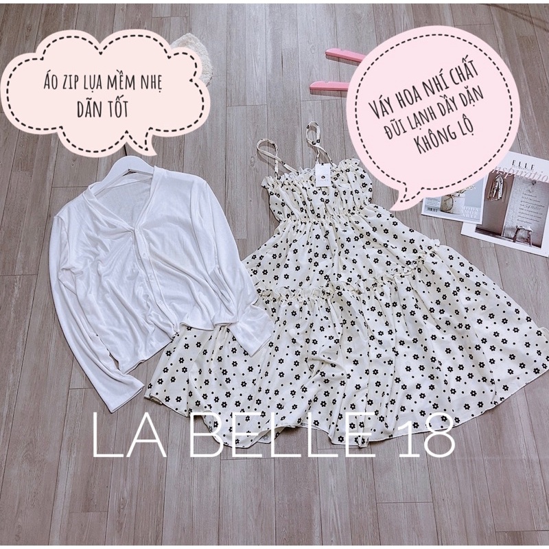 Set váy 2 Dây Hoa Nhí kèm áo khoác ngoài cardigan Set váy 2s áo cadigan | BigBuy360 - bigbuy360.vn