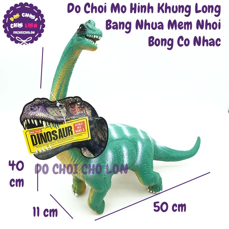 Đồ chơi khủng long cổ dài Brachiosaurus bằng nhựa mềm nhồi bông có nhạc 024