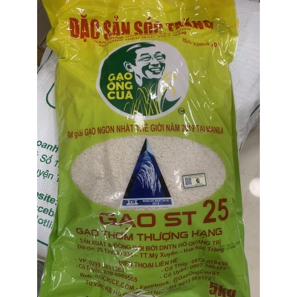 Túi 5kg Gạo ST25 Hồ Quang Cua tại Hà Nội - gạo ngon nhất thế giới