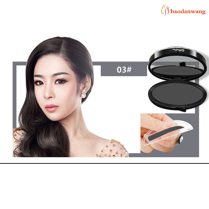 [Hàng mới về] Hộp bột vẽ lông mày kèm 2 khuôn đóng dấu trang điểm tiện lợi chống thấm nước