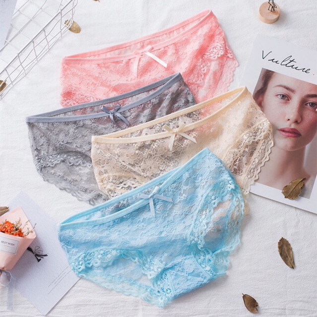 [Set 10 quần] quần lót nữ ren siêu sexy quyến rũ phối nơ nhỏ sành điệu